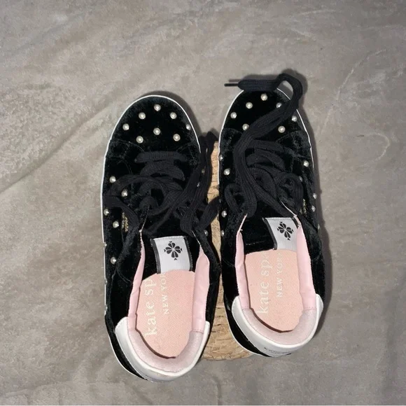 Black and White Sneakers with Pearl Accents - Picture 4 of 5